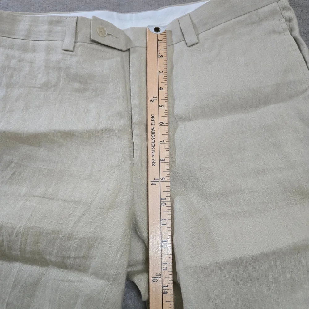 Calvin Klein Linen Trousers Men 34R Casual Beach Wedding Coastal Neutral Preppy